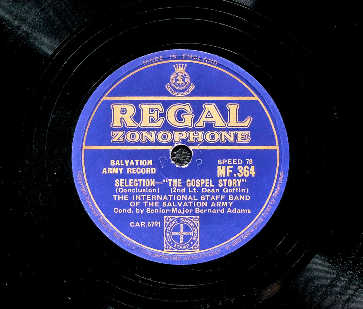 Regal Zonophone record with blue Salvation Army label